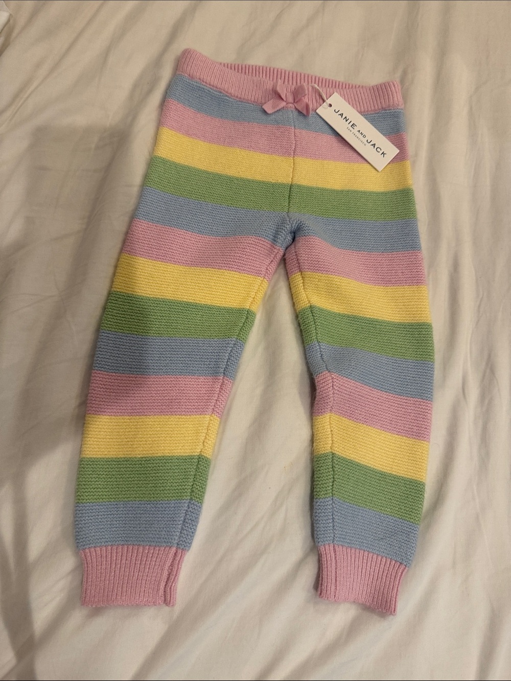 NWT Janie and Jack Pastel Rainbow Stripe Knit pants